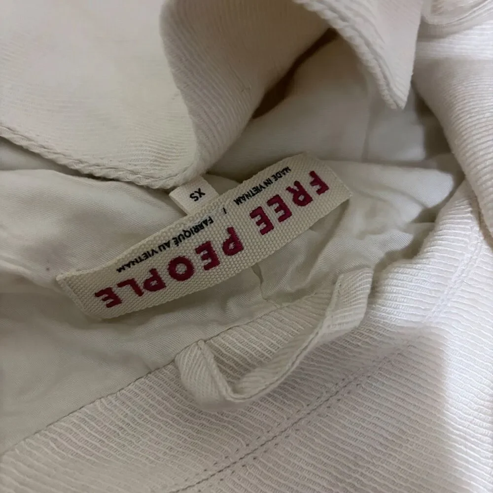 Free People Women's XS Cream Cropped Jacket Blazer Boho Casual Coat